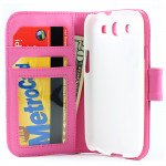 Wholesale Galaxy S3 /i9300 Simple Flip Leather Wallet Case with Stand  (Pink)